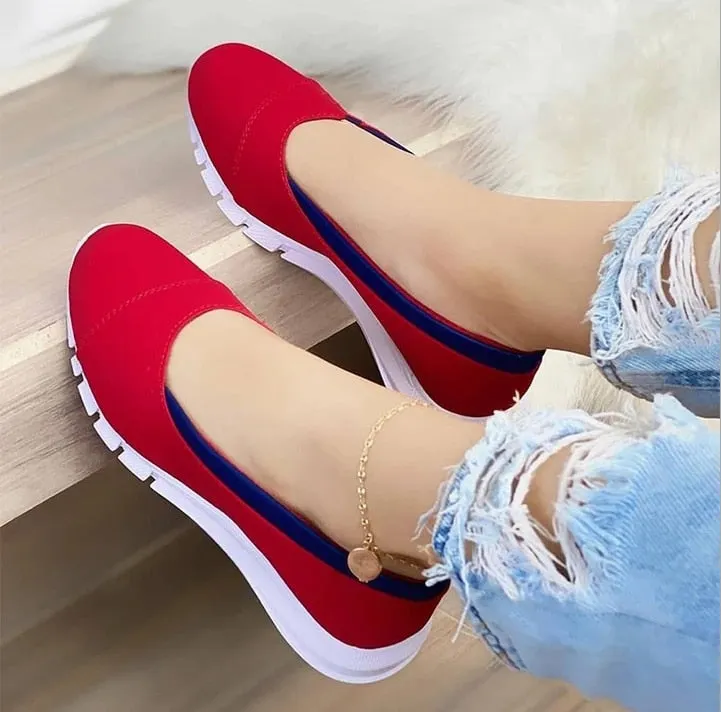 Ladies Handmade Solid Color Women Shoes Classic Casual Flat Heel Shoes Comfortable Non-slip Fashion Zapatos De Mujer Sneakers 530-1