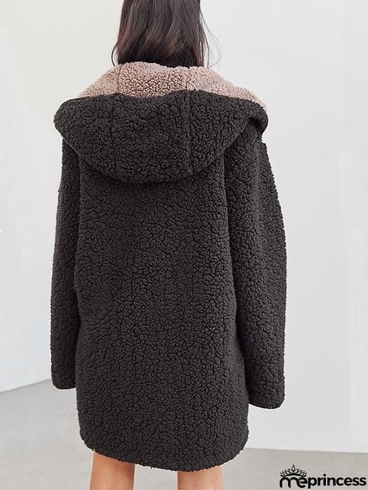[Quality] Open Front Hooded Fur Coat