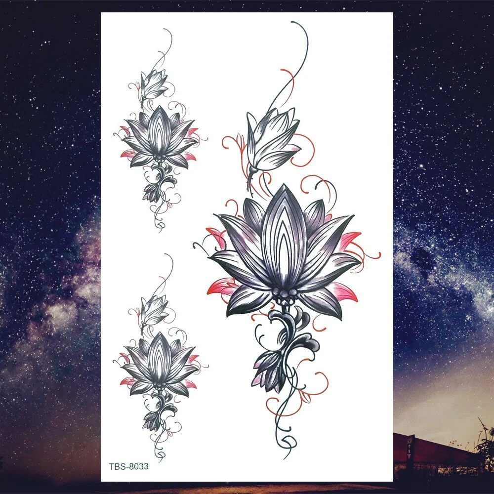 Sdrawing Henna Fake Temporary Tattoos For Men Women Black Creative Wolf Tattoo Sticker Geometric Tribe Owl Skeleton Tatoos Body Arms