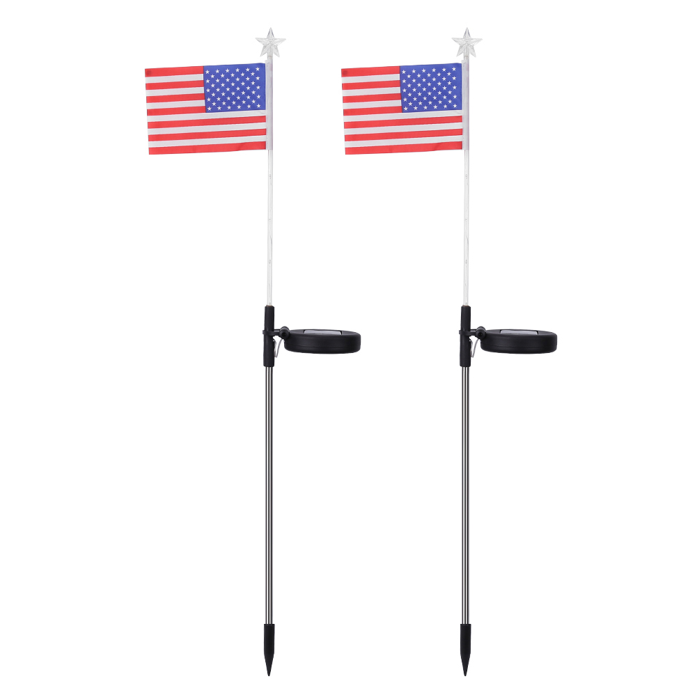

2pcs 7LED Solar Powered Ground Lamp Outdoor Waterproof American Flag Light, 501 Original