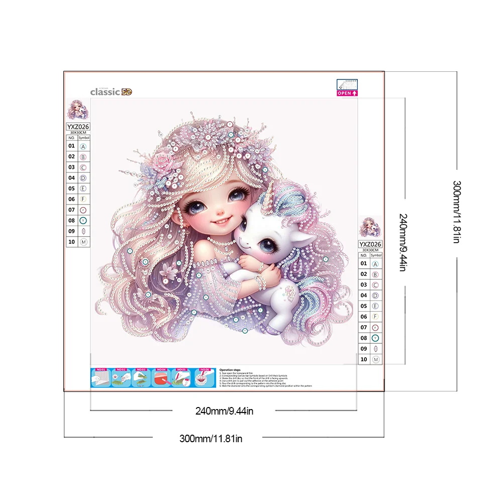 Diamond Painting - Partial Special Shaped Drill - Girl and Unicorn(Canvas|30*30cm)