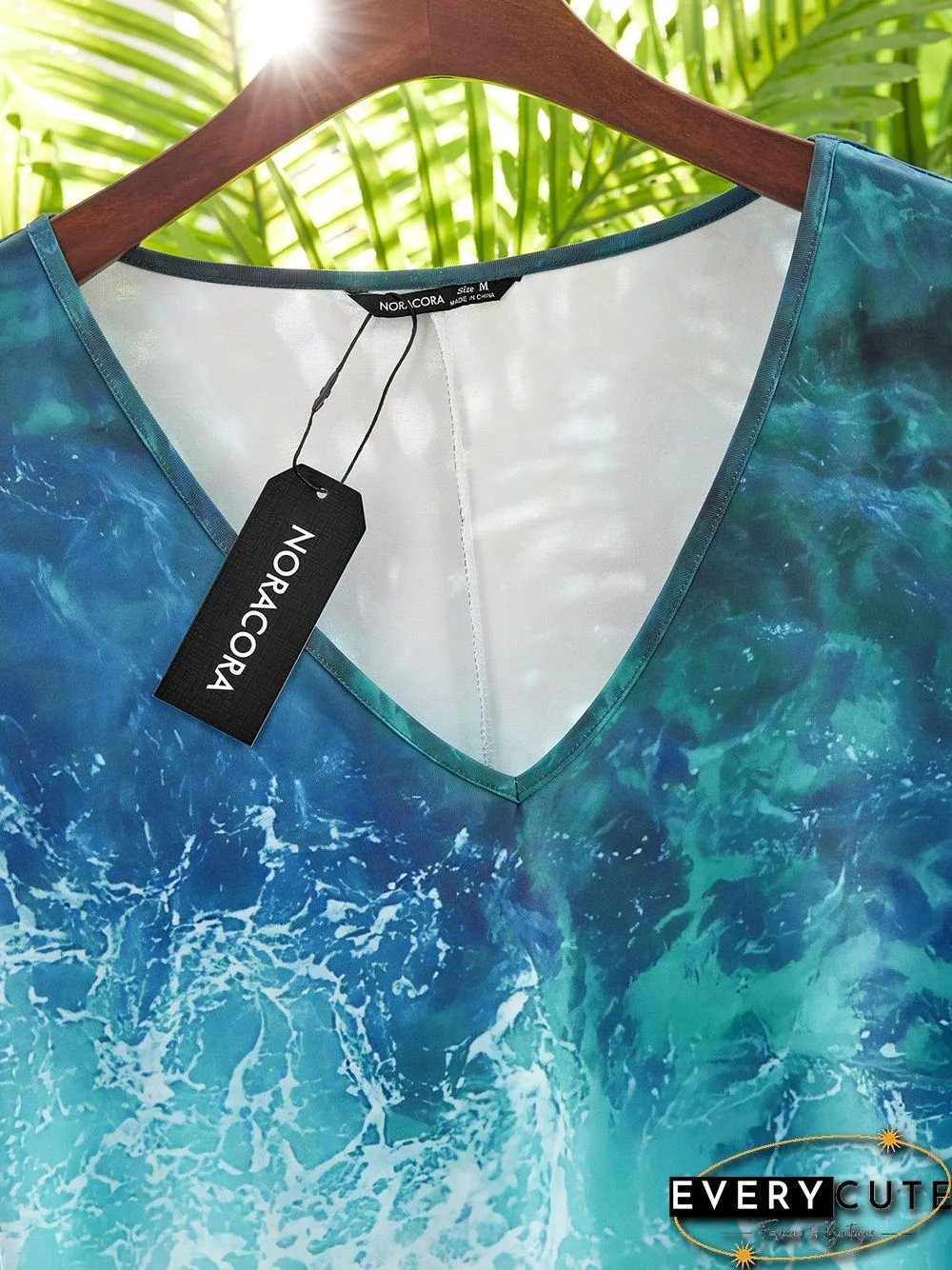 Casual Painted V Neck Short Sleeve Dress