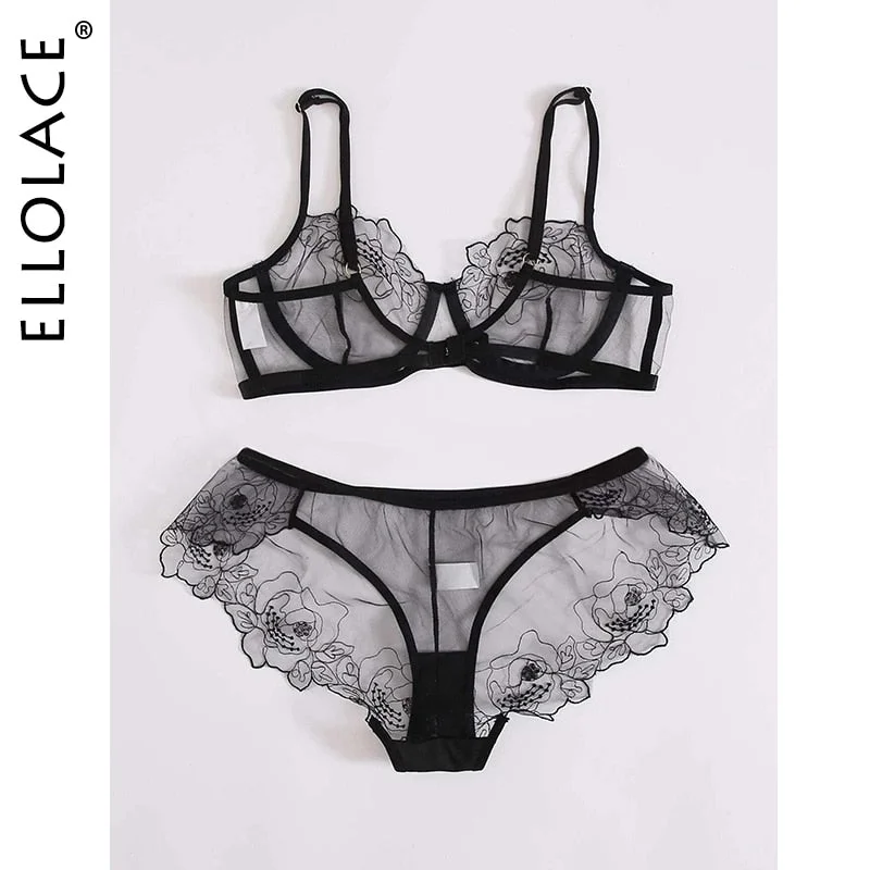 Ellolace Sensual Lingerie Woman Lace Erotic Costumes Transparent Hot Sexy Underwear Porn Outfit Floral Lace Sexys Exotic Sets