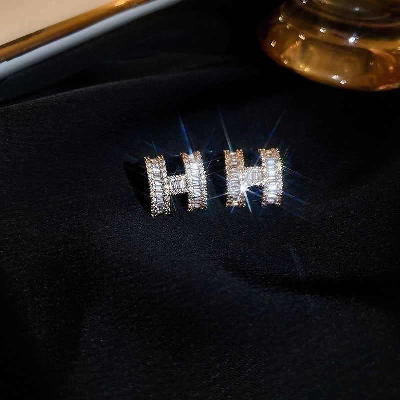 1 Pair Minimalist Butterfly Inlay Copper Zircon Drop Earrings