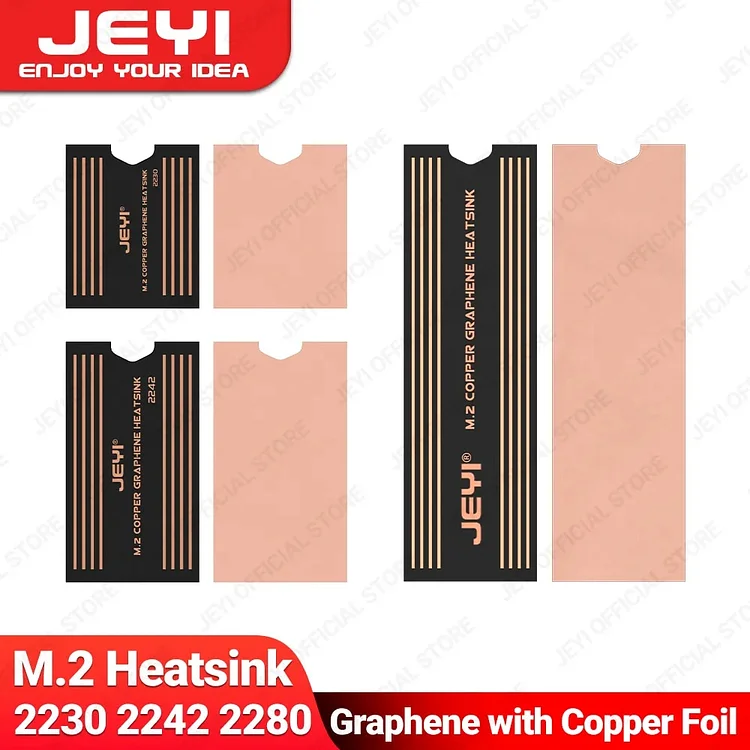 JEYI Graphene 2280 2242 2230 M.2 SSD Heatsink, Dual-Layer Graphene