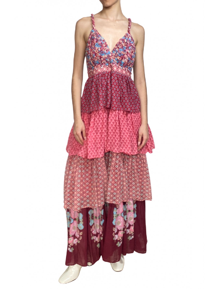 Pink Printed Laminated Dress