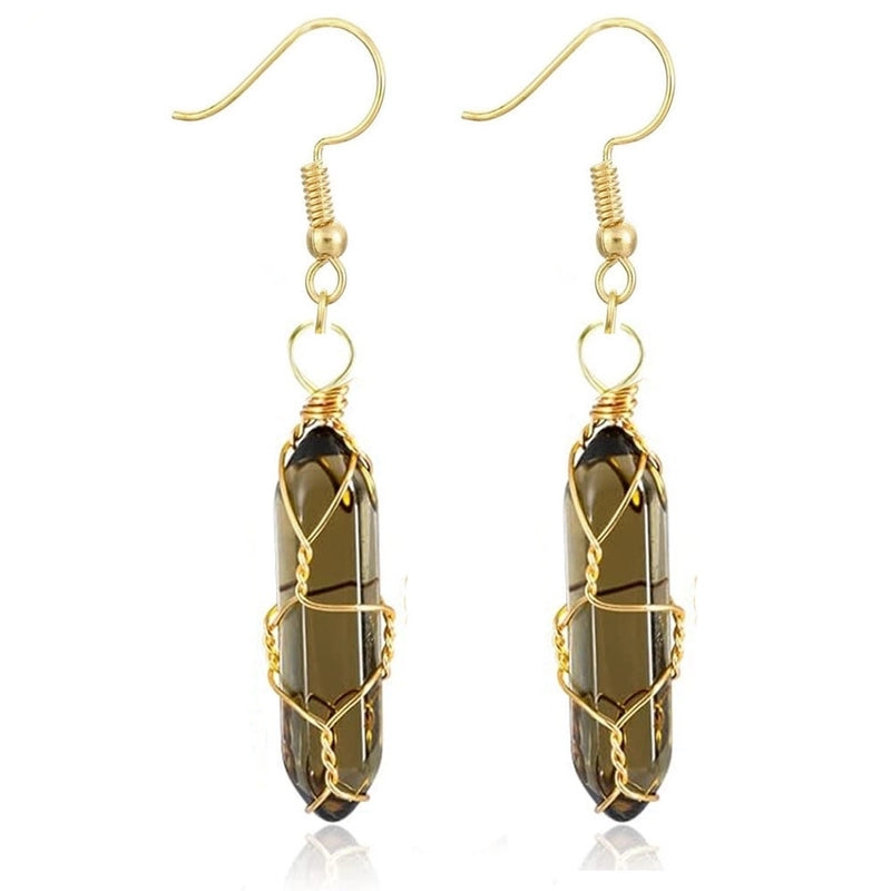 1 Pair Casual Minimalist Geometric Natural Stone Crystal Iron Drop Earrings