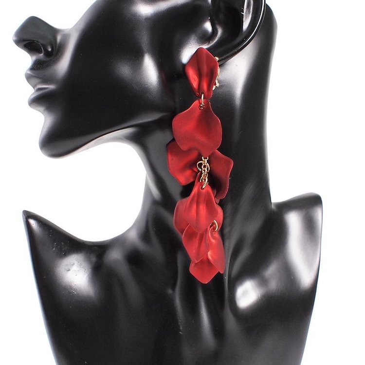 Multilayer Tassel Rose Petal Earrings