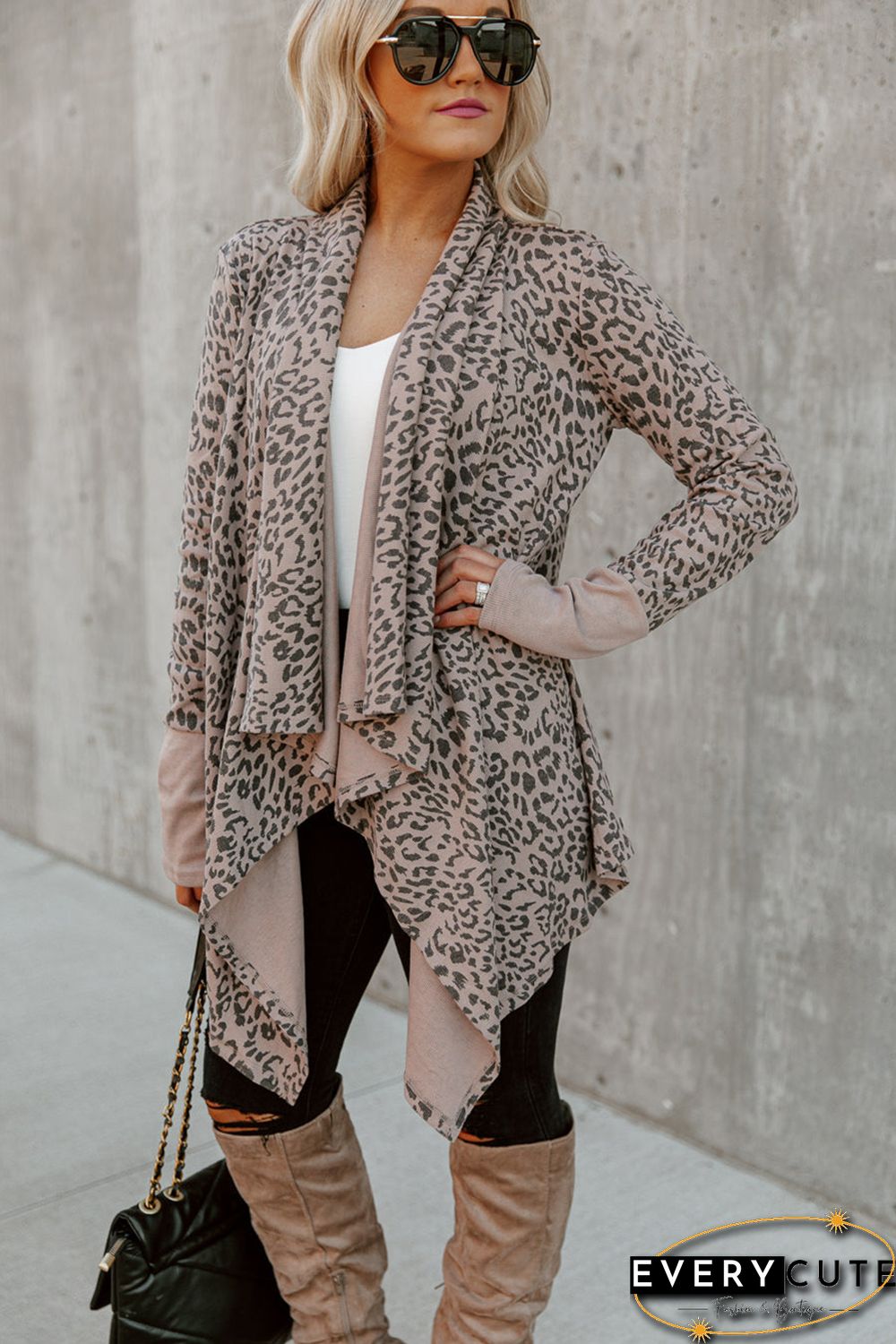 Leopard Open Front Cardigan
