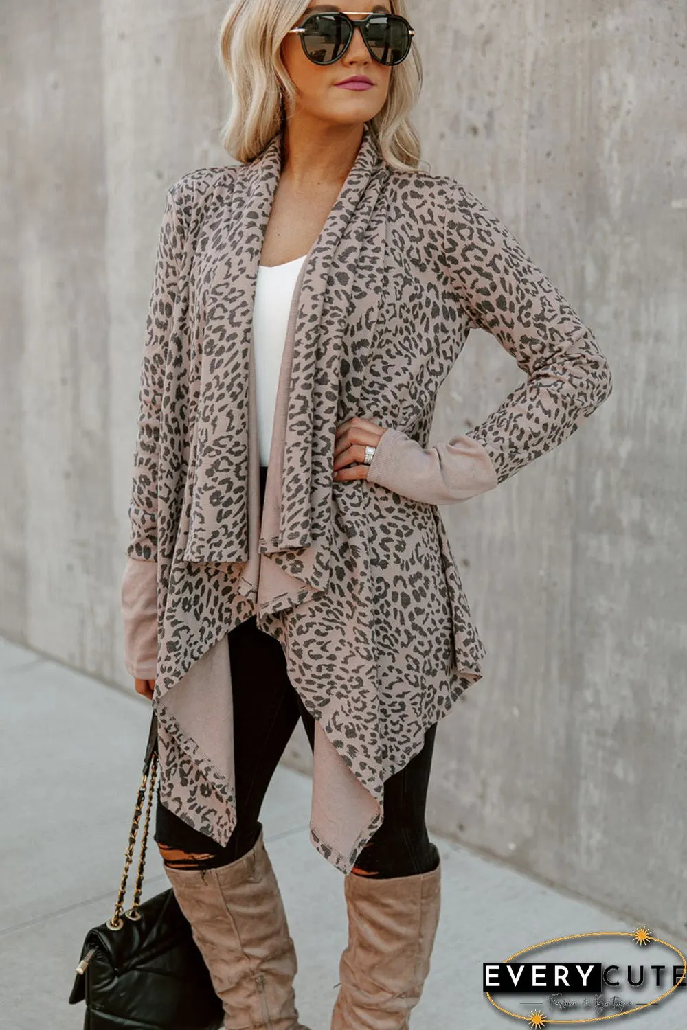 Leopard Open Front Cardigan