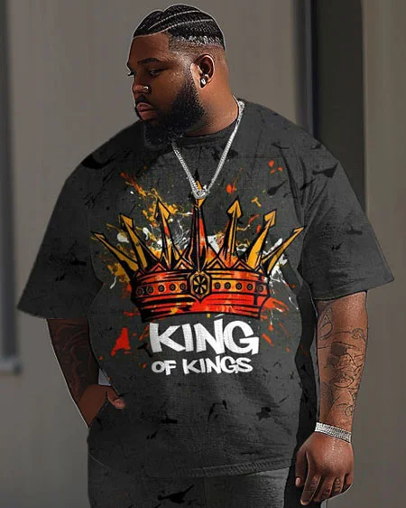 Street Hip Hop Crown King Print Large Men's Suit