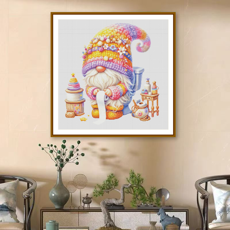 1set DIY Printed Cross Stitch Kit [ZZ6063-toilet Dwarfs] Cross Stitch Kit Painting Fairy Cross Stitch