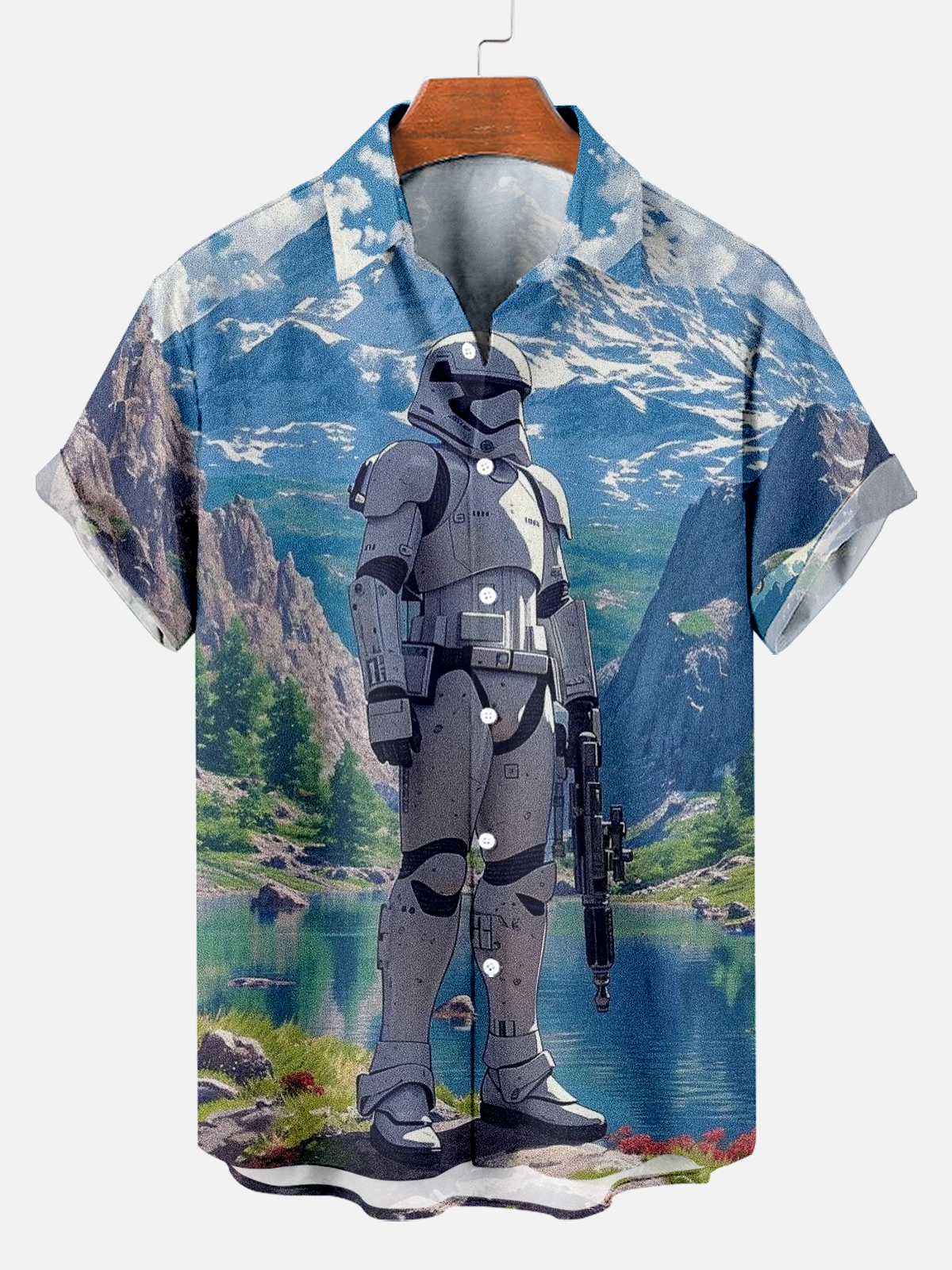 Men's classic movie character landscape print shirt PLUSCLOTHESMAN