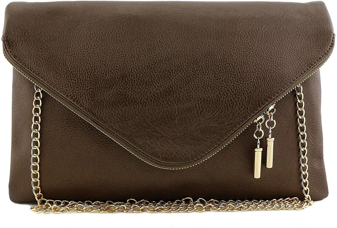 Large Envelope Clutch Bag with Chain Strap