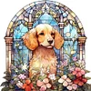 Diamond Painting -DIY Round Drill Dog On Flowers