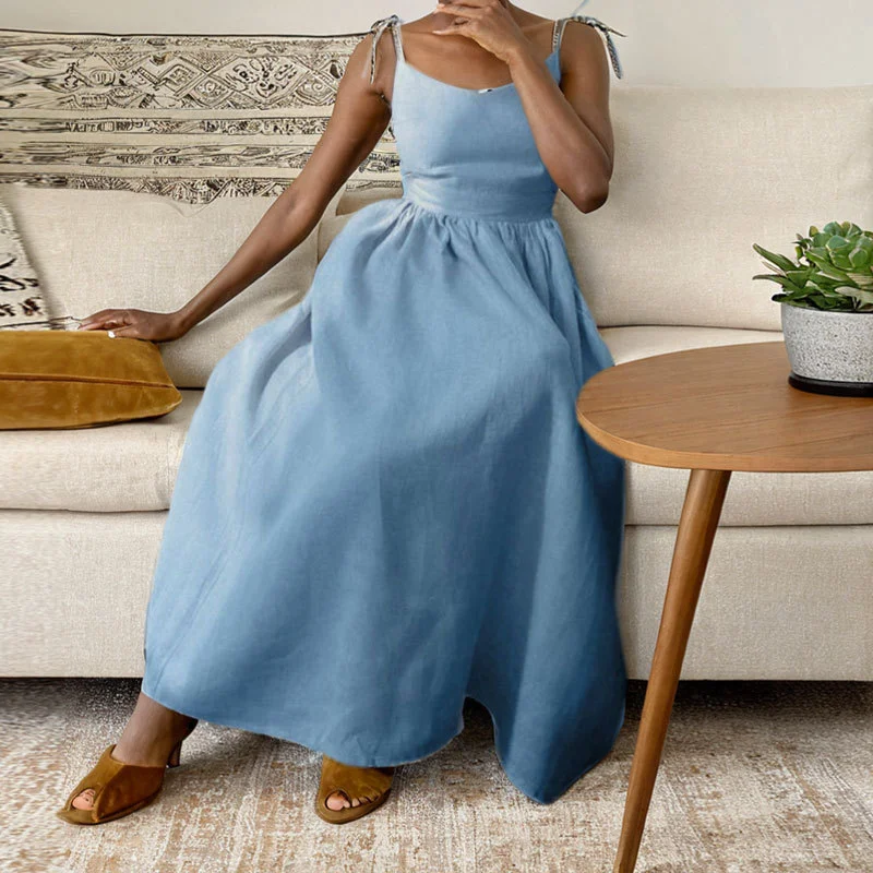 Brownm Brownm 2024 Women's Wear Elegant Back Sen Sexy V Neck High Waist Fashion Slip Dress