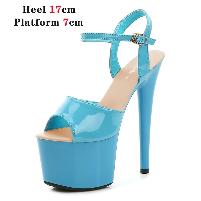 Qengg Mixed Color Shoes Stripper Heels Women Sandals Sexy Shoes Party Club Sandals 17 CM Platform High-heeled Wedding Shoes Pole Dance