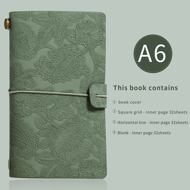 JOURNALSAY A6 Vintage Embossed Lace Up Notebook 32 Sheets Student Journal Drawing Writing