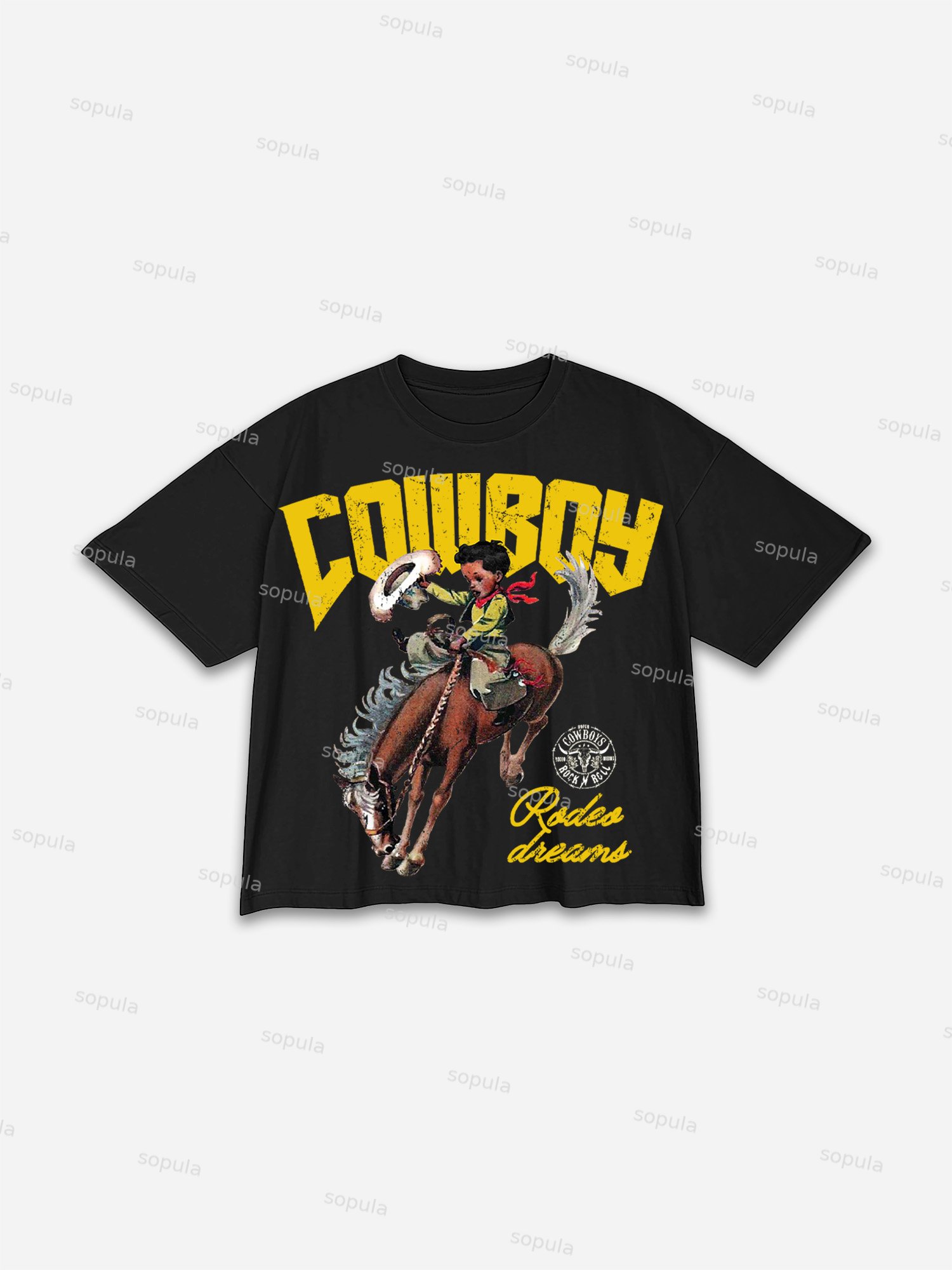 Cowboy Rodeo Dreams Print Cropped T-shirt - SOPULA