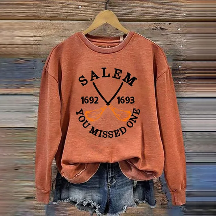 Salem 1692 They Missed One Print Round Neck Long Sleeve Sweatshirt