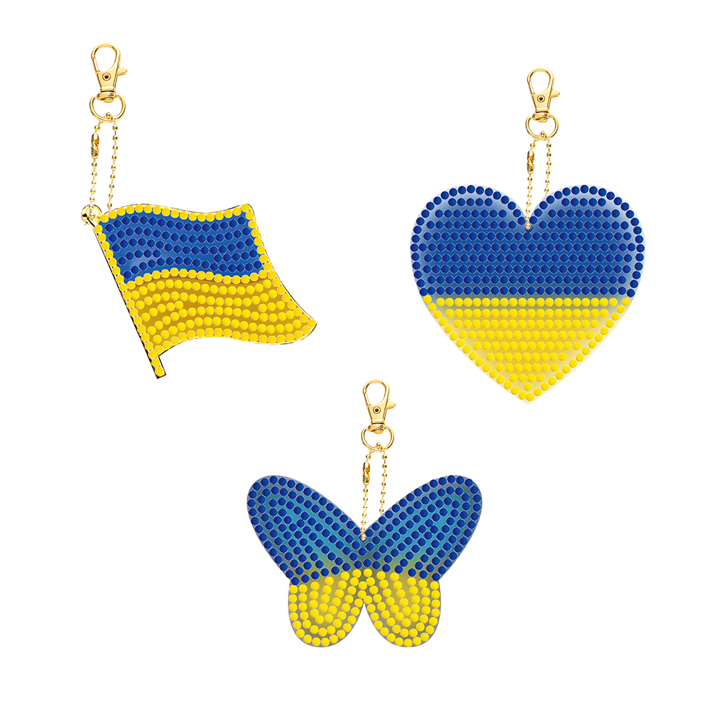 

3pcs Ukrainian Flag- 5D DIY Craft Keychain, 501 Original