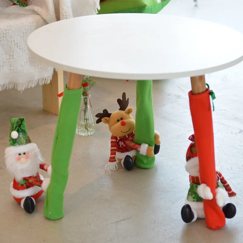 Santa Claus Christmas decoration table and chair foot cover