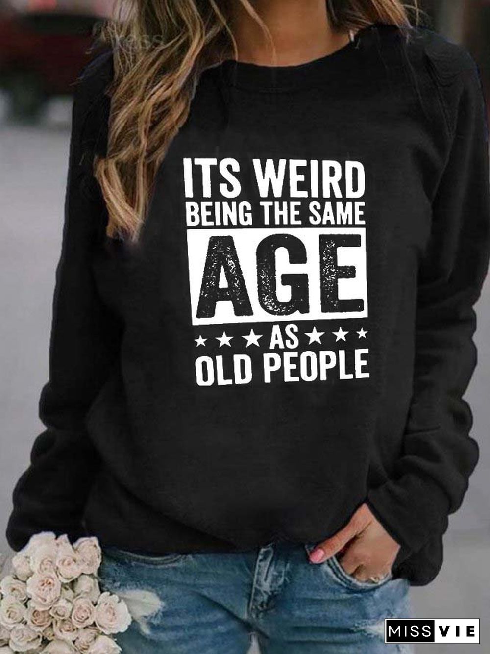 Long Sleeve Crew Neck Letter Casual Sweatshirts