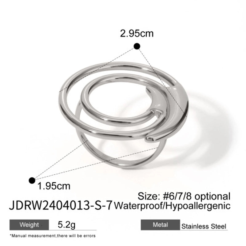 Exaggerated Artistic Geometric 304 Stainless Steel Layered Open Rings