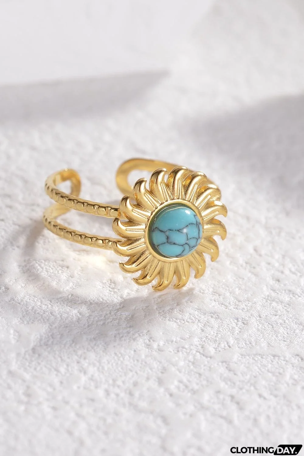 Turquoise Stainless Steel Open Ring