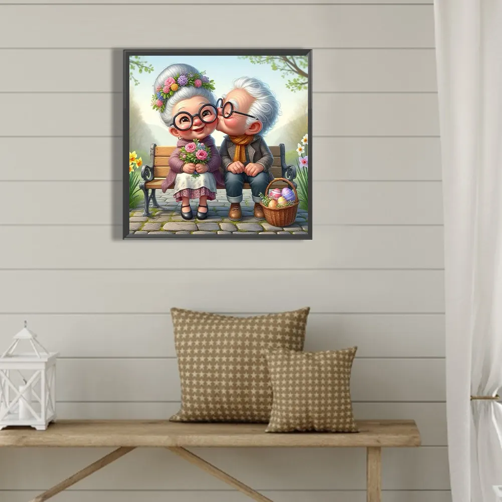 Diamond Painting - Full Square Drill - Old Couple(Canvas|35*35cm)