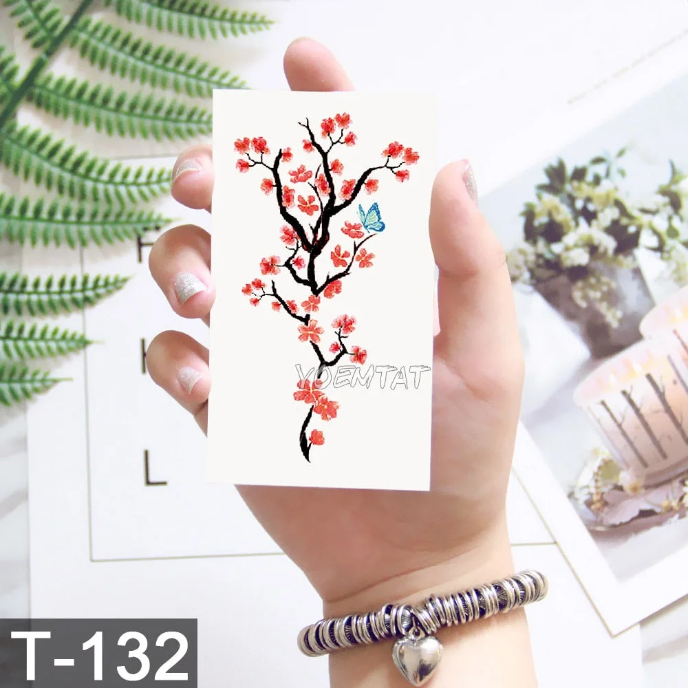 Waterproof Temporary Tattoo Sticker Rose Flower Bow Colorful Feather Planet Flash Little Tatoo Girl Cute Body Art Fake Tatto Man