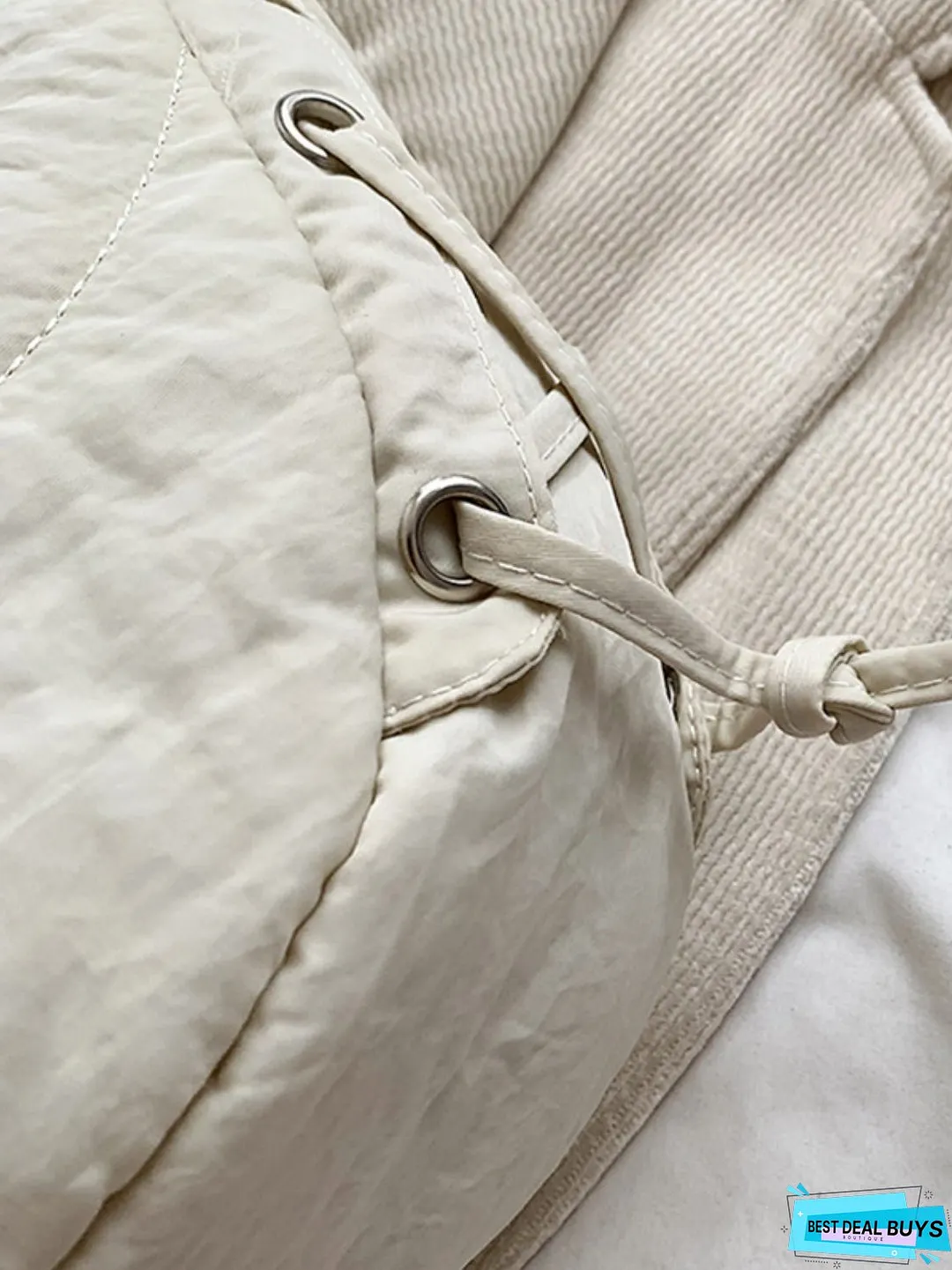 Lace-Up Polyester Crossbody Bag