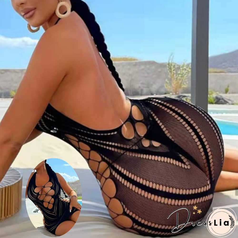 Sexy Night Fishnet Mini Dreses Robe Femme V Neck See Through Micro Dress Bandage Dress Women Lace Patchwork Party Club Dress