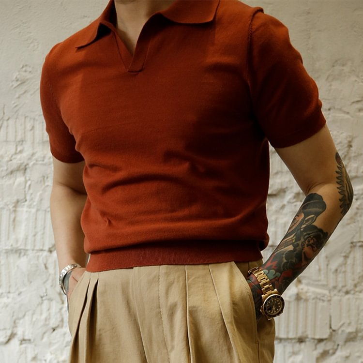 Orange Fly Collart Buttonless Polo shirt