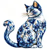 Blue Porcelain Cat - 11CT Stamped Cross Stitch 40*40cm tapestrymarket