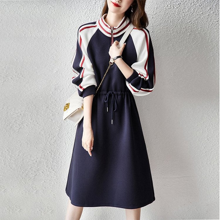 Patchwork Long Sleeve  Dresses