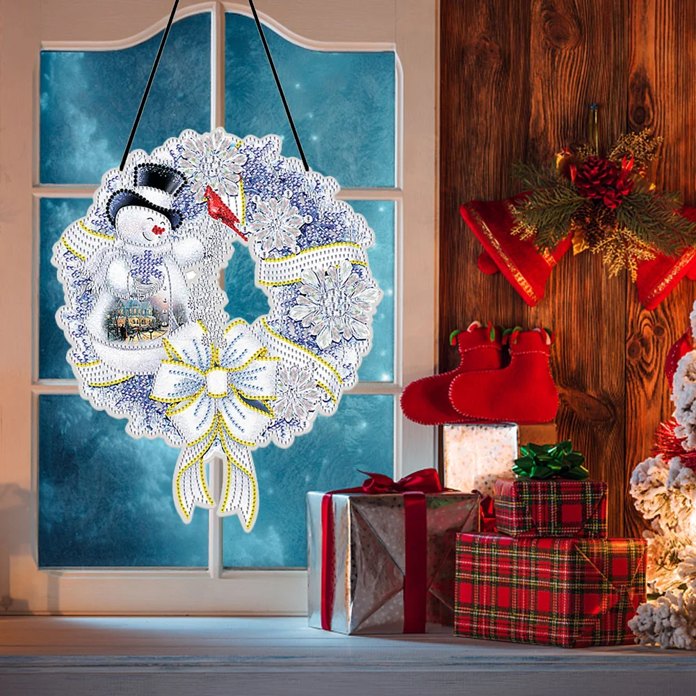 25cm DIY Christmas Wreath Art Acylic Crystal Rhinestone Hanging Crafts