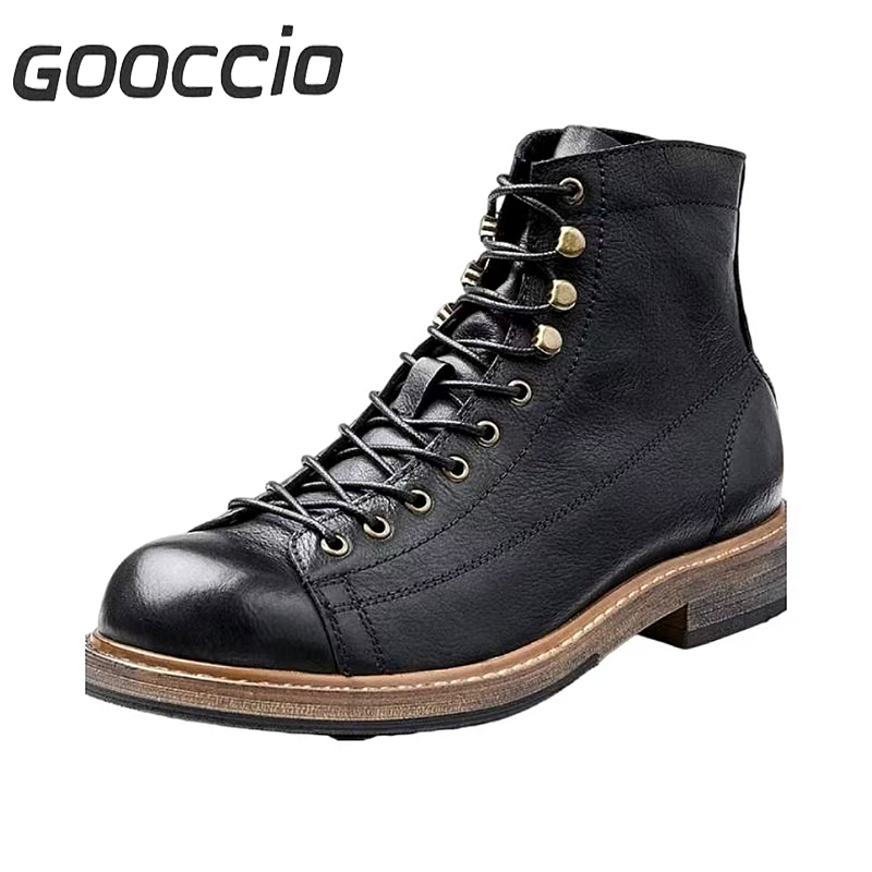 DT185 Retro-Style Cowhide Martin Boots For Men GOOCCIO   