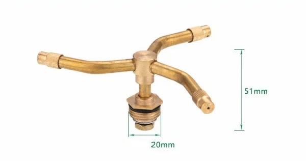 Three-point Full Copper Rotating Sprinkler Head Automatic Circle Sprinkler Lawn Three-pronged Four-nozzle