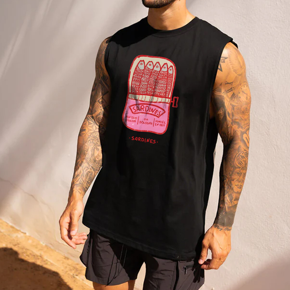 Unisex Casual Sardines Art Print Gym Tank Top