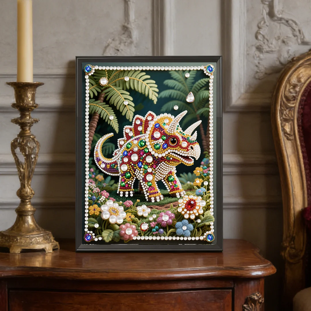 Rhinoceros Special Shaped 5D DIY Partial Drill Pearl Gem Diamond Art Painting Kit for Adults Beginners Home Decor Art Craft Pearl Diamond Painting 30x40cm