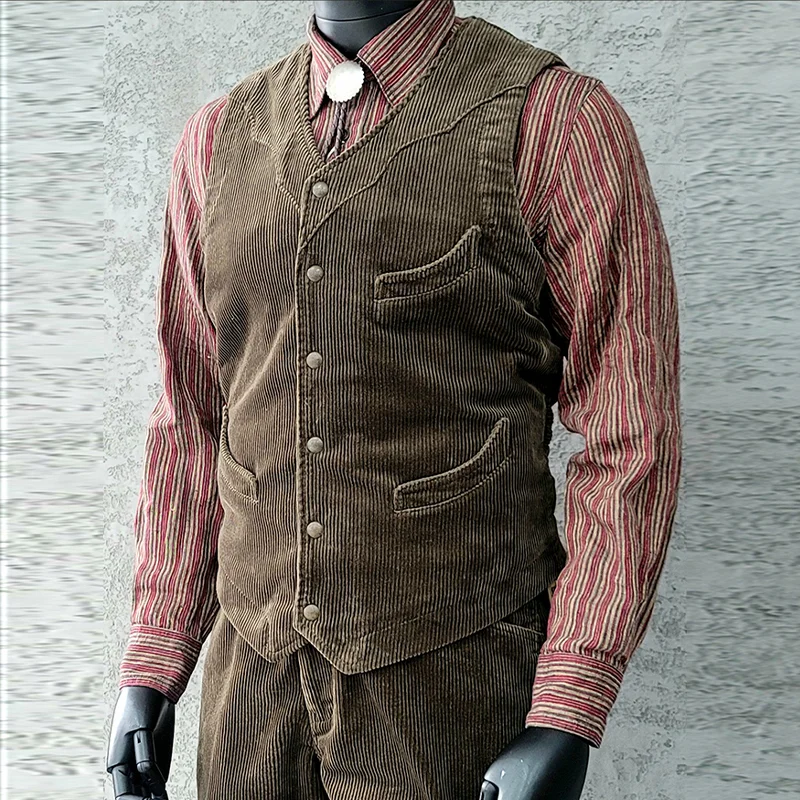 Vintage Corduroy Patchwork Single-Breasted Vest