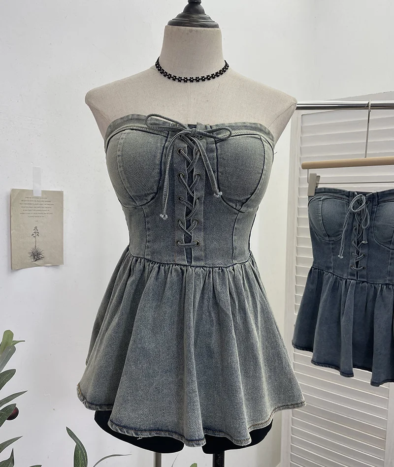 Nigikala Nigikala Shooting Western Cowboy Style Hottie Wearing Retro Breasted Cowboy Vest Wearing Rope With Sleeveless Top 2621