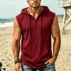Men's Cotton Sleeveless Hoodie With Button Front And Drawstring by Inlyline