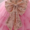 Kid Baby Girl Golden Bow Princess Baptism Dress