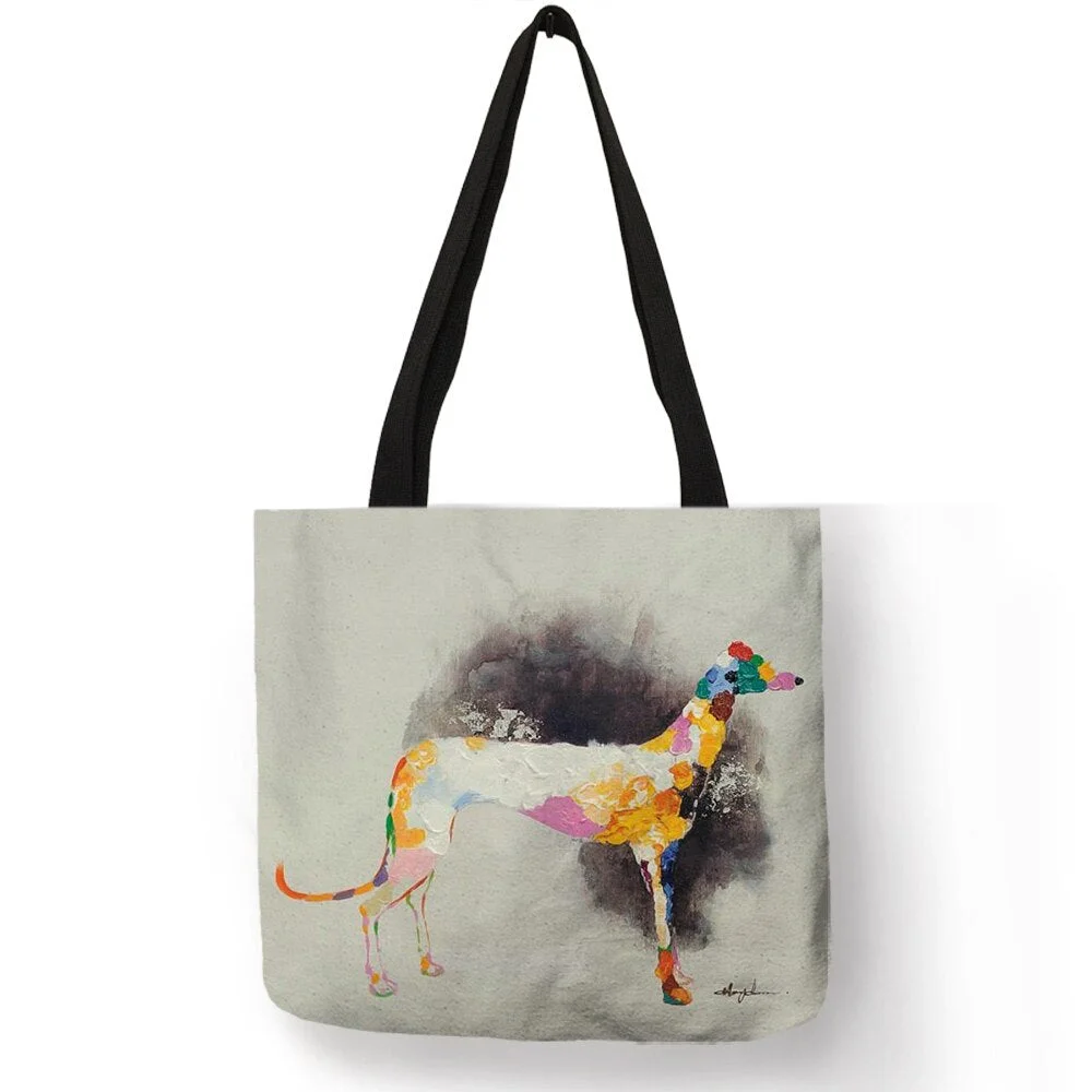 Personalized Oil Painting Greyhound Dog Prints Totes Bags Designers Durable Shopping Travel Sport Bags Women Casual Handbag