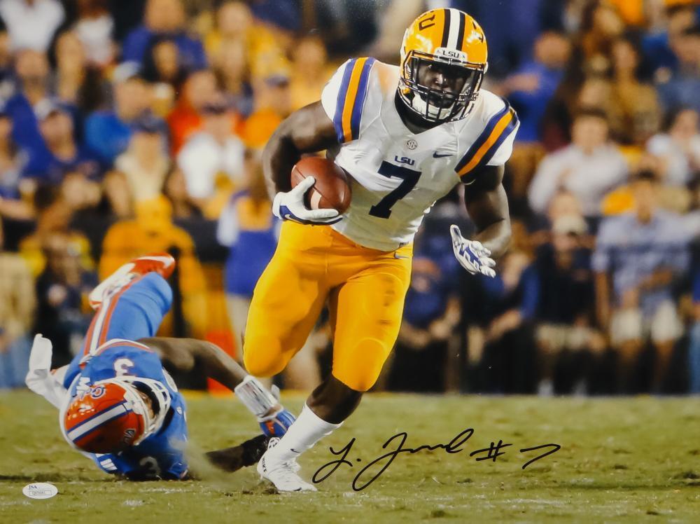 Leonard Fournette Signed LSU Tigers 16x20 Running Over Florida Photo Poster painting-JSA W Auth