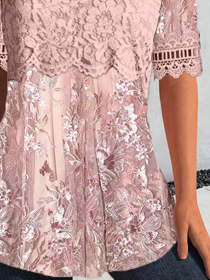 Women Half Sleeve V-neck Solid Color Dress