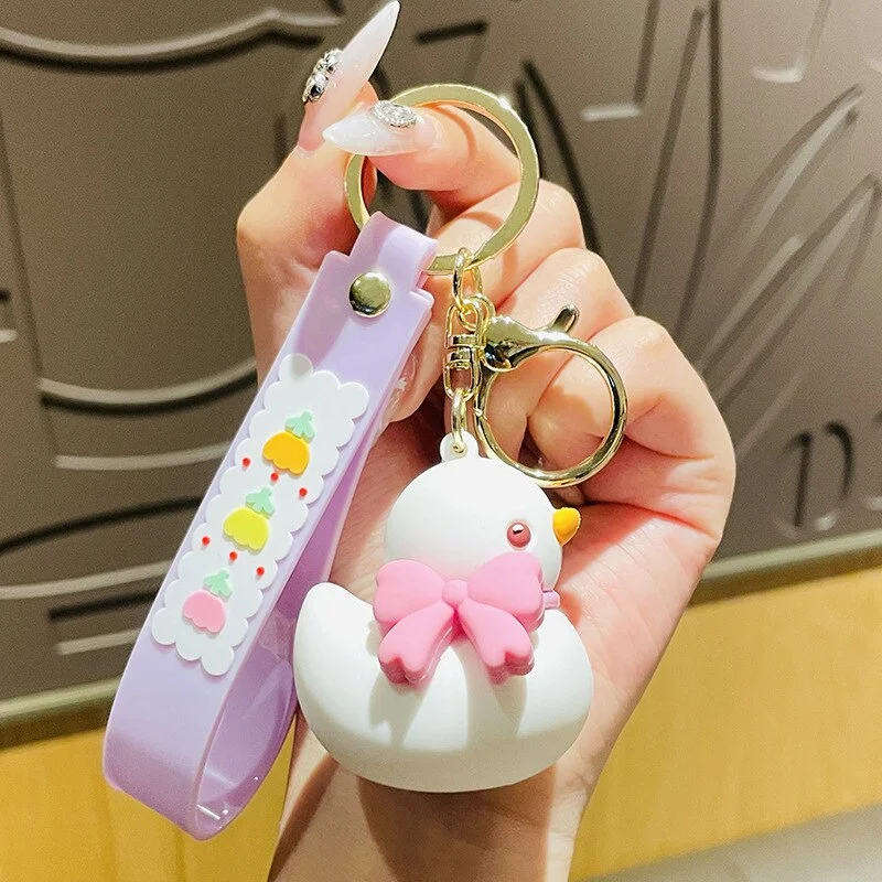 Creative Cartoon Duck Keychains Couple Bag Pendant Accesories