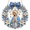 DIY Pearl Diamond Painting Religious Christmas Hanging Ornament Double-Sided Printed Pendant Diamond Art Christian Home Decor Gift